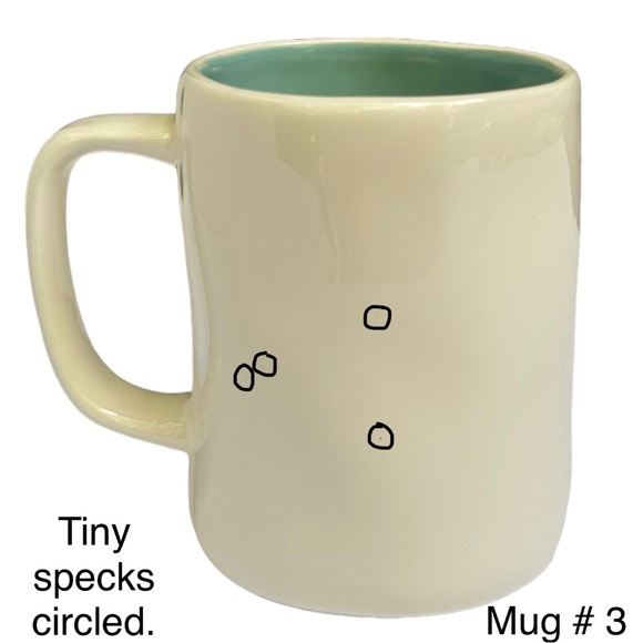 Rae Dunn TEA Mug White Teal Interior Black Large Letter Dimples NWT 2017 OG - Picture 6 of 13